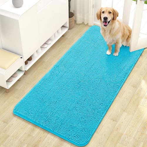 Dog Door Mat for Muddy Paws 47x24 (Aqua Blue / 47" X 24")