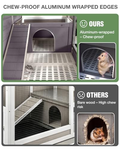 Guinea Pig Cage with Wooden Stand (Grey)