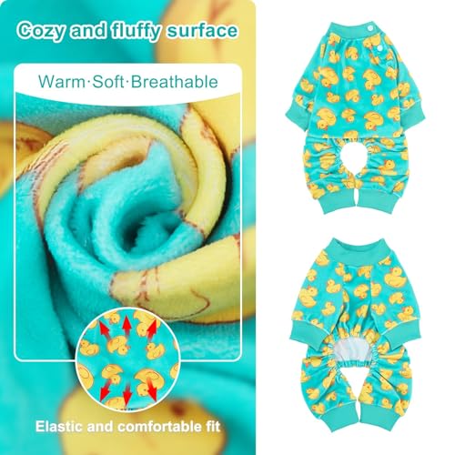 Dog Pajamas Soft Stretchy Fleece Puppy Sweater for Large Dogs (Yellow Duck(pack of 1) / Large)