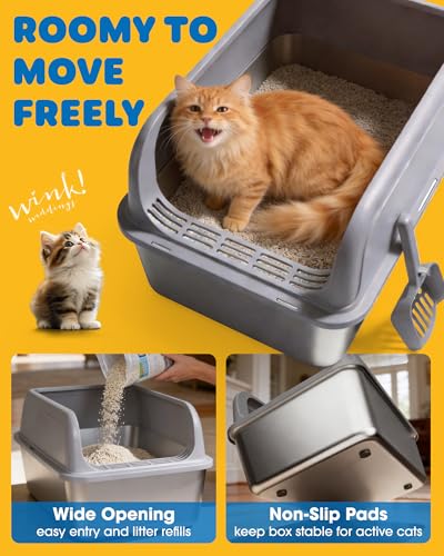 Stainless Steel Cat Litter Box (XL (2 Packs) / Grey)