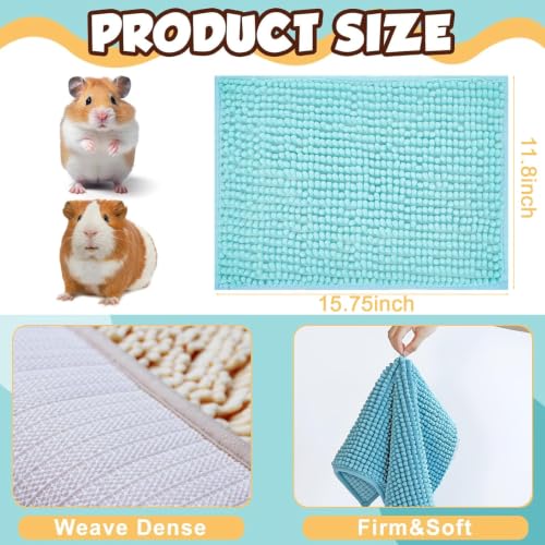 8 Pcs Guinea Pig Liner Washable Rabbit Cage Liner 16x12 Inch Guinea Pig Fleece Mats Reusable Bedding Pee Pads for Small Animals (Gray, Green, Pink, Blue)