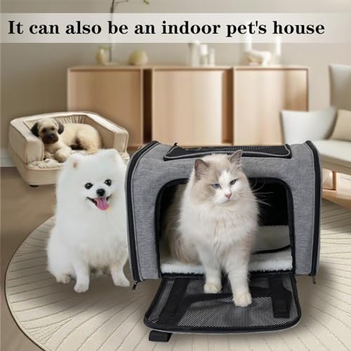 Dog Cat Carrier Pet Carriers for Large Cats Small Dogs Carrier Soft Sided Puppy up to 25Lbs Dog Carrier Portable Foldable Dog Cat Travel Carrier (20.0"L x 13.0"W x 13.0"H / Grey&Black)
