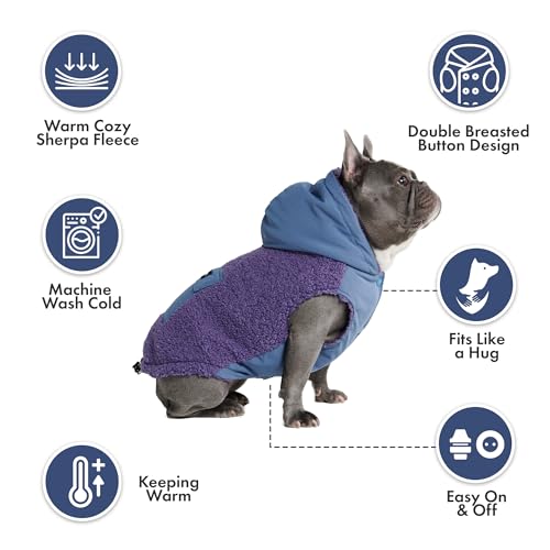 Reversible Dog Hoodie Sweater (Purple and Navy Blue / X-Large)