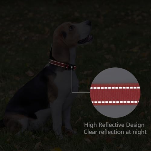 Reflective Dog Collar (Red / L:width 1"neck 17.5-27")