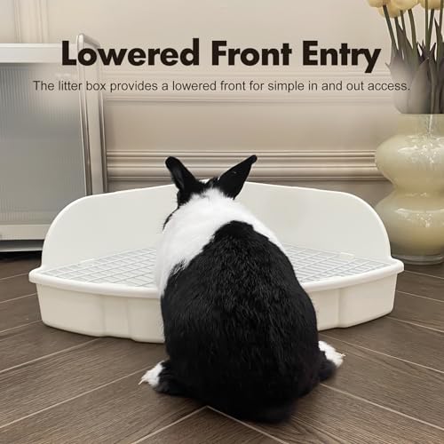 Rabbit Litter Box Large Bunny Guinea Pig Corner Litter Box Potty Trainer Bigger Pet Pan Hamster Bedding Cage Litter Fanshaped for Adult Guinea Pigs Chinchilla Ferret