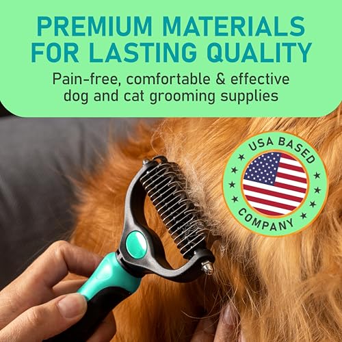 Hair Brush Double Sided Shedding (Turquoise / Large)