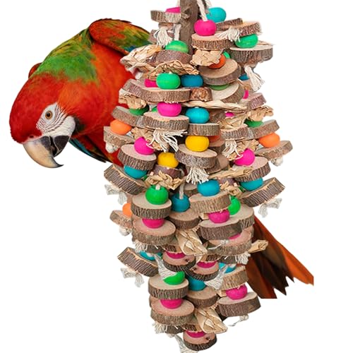 Large Bird Toys for Parrots Toys Natural Colored Wooden Chew Accessories for Macaws (Natural Wood Tone)
