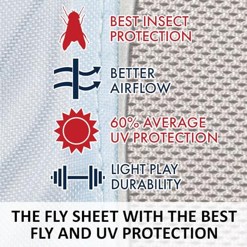 Adjusta Fit Mosquito Mesh Hybrid II Horse Fly Sheets (Horse Size 84 / VTEK Bellyband / Blue)