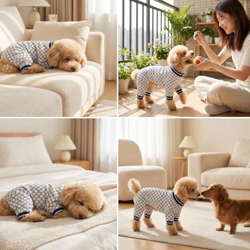 Dog Pajamas Onesie (01 Blue Heart / XL (15-20 lb) Chest: 19.7")