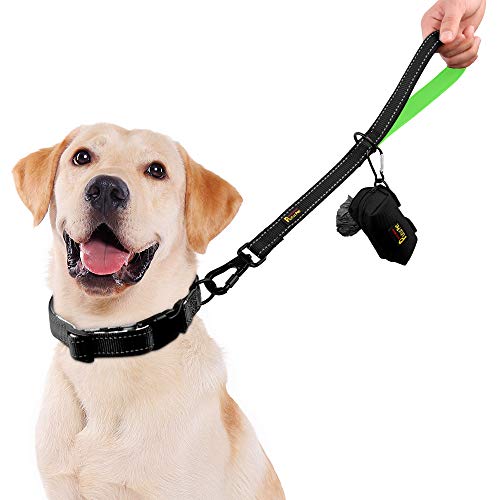 Short Training Dog Leash with Padded Handle for Medium Large Big Dogs (Black / 18 Inch (Pack of 1))