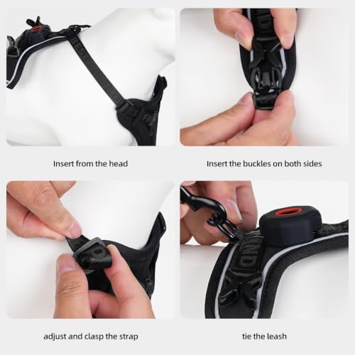 Cat Harness Leash Set with AirTag Holder (Black for Airtag / M)