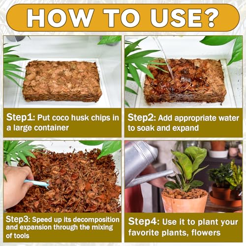 6 Pack Coco Husk Chips for Plants