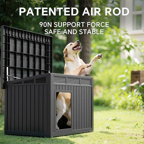 Dog House Indoor Outdoor (Deep Black / 32.2”L x 25.12”W x 24.13”H)