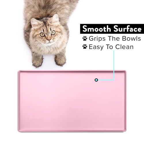 Premium Cat Food Mat (19"L x 11"W / Pink)