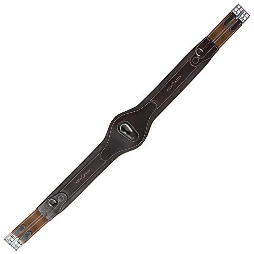 Exion Fancy Anatomic Snap Over Lay Girth Comfotable for Horse (Havana/ Choco Brown-Leather Padding / 48 inch/ 120 cm)