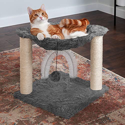 15.75" Tall Playground for Indoor Cats (Cat Tower / Plush Hammock Playground (Gray))
