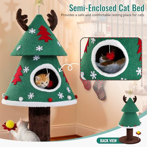 47.2in Christmas Cat Tree (Green / 47.2in)