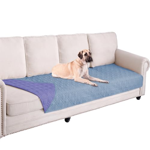 Waterproof Dog Bed Blankets Cover for Bed Couch Sofa Reversible (30x80 Inch (Pack of 1) / Stoneblue+violetblue)