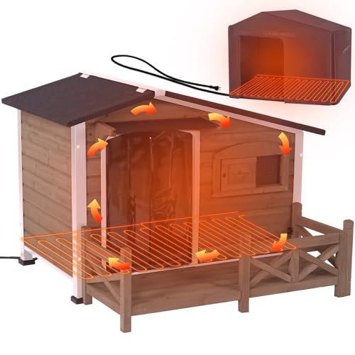 Heated Dog House Outdoor Dog Kennel with Safe Heated Pad