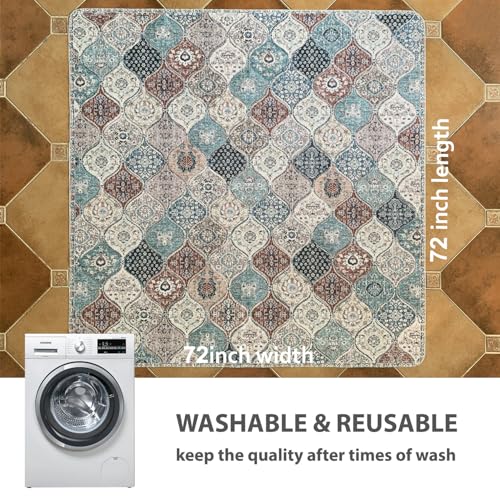 Washable Pee Pads for Dogs (72x72 Inch (Pack of 1) / Dark Red/Multi)