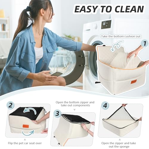 Dog Car Seat for Small Medium Dogs (White)