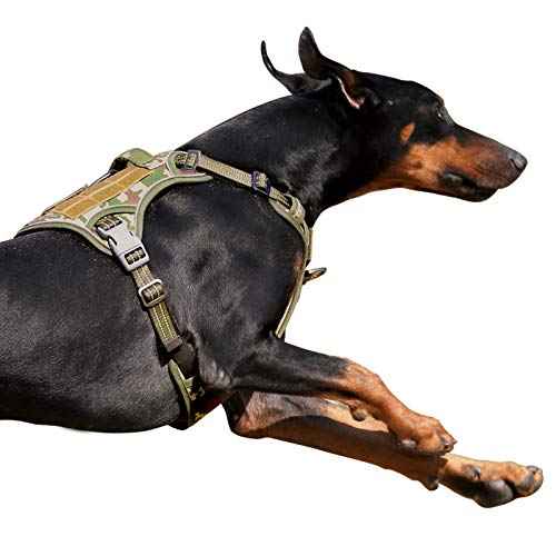 Tactical Dog Harness for Large Dogs No Pull (Forest Camo / XL(Neck:22-31", Chest:23-42"))