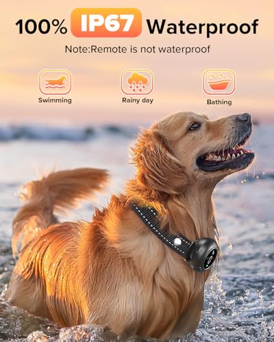 2-in-1 Dog Shock Collar & Bark Collar – 3300FT Dog Training Collar with Remote, Automatic Anti-Barking, 5 Adjustable Sensitivity Levels, IP67 Waterproof E-Collar for Small Medium Large Dogs (Black)