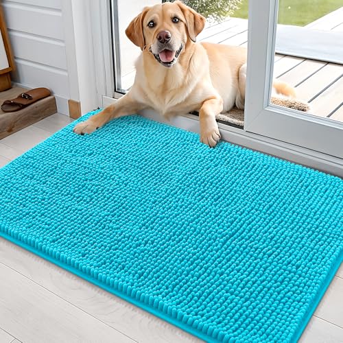 Dog Door Mat for Muddy Paws 35x24 (Aqua Blue / 35" X 24")