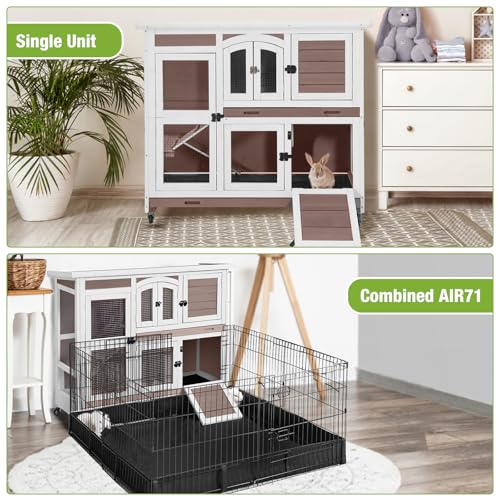Two Story Rabbit Hutch with Chew (Beige)