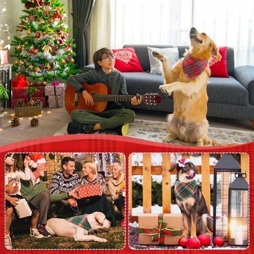 Dog Christmas Bandana with Tassels Edges (X-Large / Christmas)