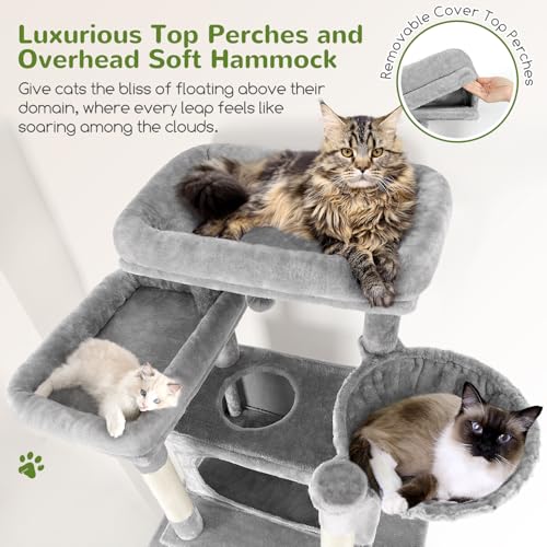 Giant Tall Heavy Duty Cat Tower for Indoor Large Cats (Light Grey / 83 inch)