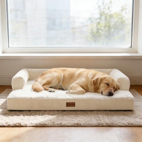 Orthopedic Washable Dog Bed for Extra Large Dogs (Beige / 53.0"L x 42.0"W x 8.0"Th)