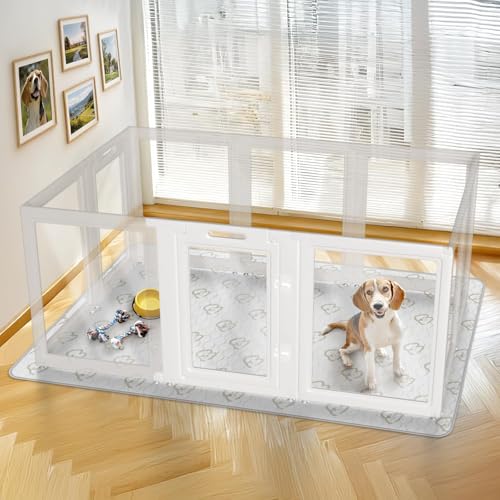 AuraSpace Clear Acrylic Indoor Dog Playpen (White / 35"H)