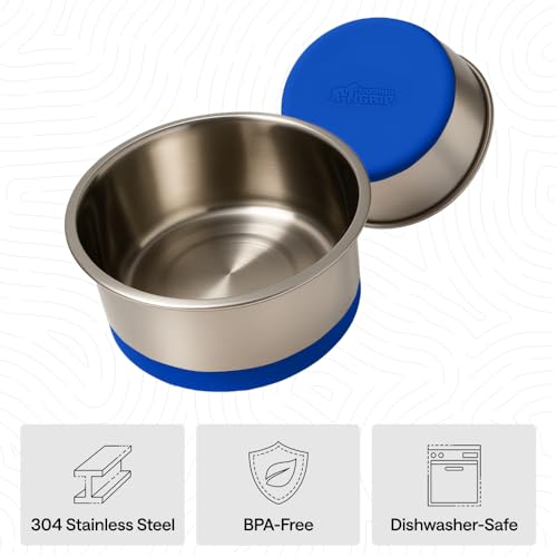 Dog Bowls Food Grade Stainless Steel (Royal Blue / 8 Cup (Set of 2))