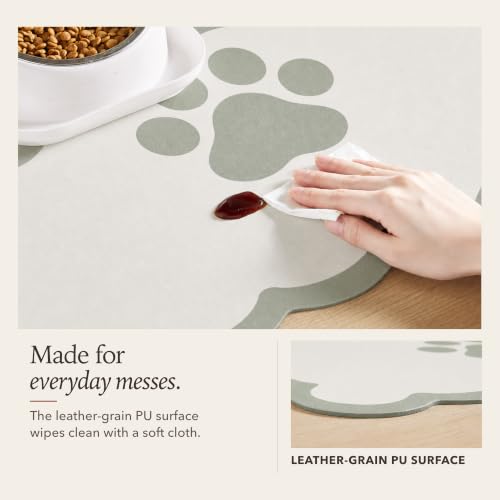 Scalloped Dog Feeding Mat (Sage / 22"L x 17"W)