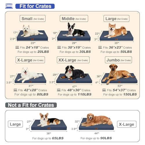 Outdoor Waterproof Orthopedic Dog Bed for Large Dogs (Navy / 36.0"L x 27.0"W x 3.0"Th)