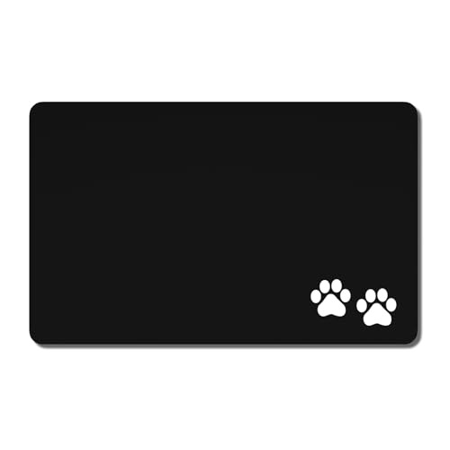 Dog Food Mat 12" x 19" Footprint Absorbent Dog Cat Bowl Mat for Food and Water (A-Black Footprint / 19"L x 19"W)
