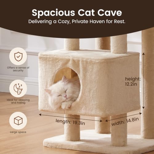 65in Large Cat Tree Heavy Duty Tower Condo & Sisal Posts for Cats (Biege-Plus / 65 in)