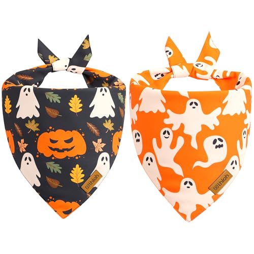 Halloween Dog Bandanas (Large / Halloween- Orange, Black)