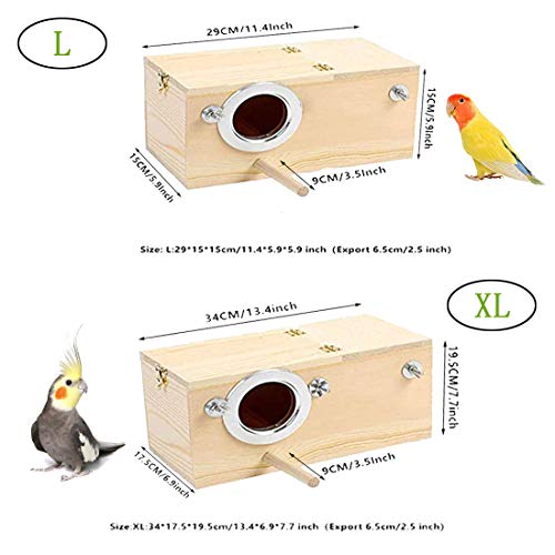 Parakeet Nesting Box for Cage (【X-Large:13.4x6.9x7.7 Inches】)