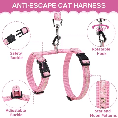 Cat Harness with Leash and Collar Set (Medium / Pink)