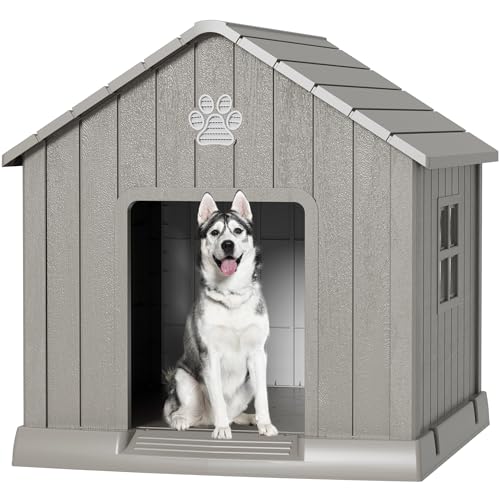 Dog House Outdoor Indoor (Grey / 37.2" L × 40" W × 40" H)