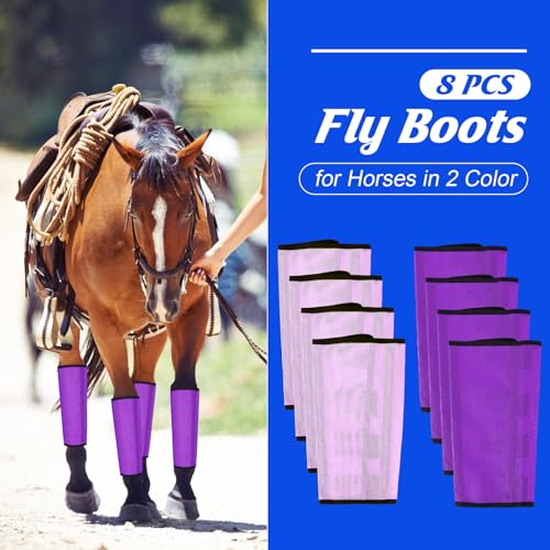 8 Pcs UV Mesh Horse Fly Boots (Dark Purple, Light Purple)