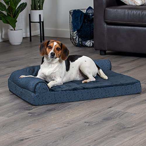 Cooling Gel Dog Bed for Medium (Medium / (Plush & Almond Print) Blue Almonds)