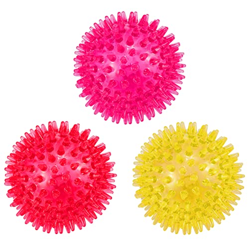 3 Pack 3.5” Squeaky Dog Toy Balls (3.5" (Medium/Large Dog) / Pink+Red+Yellow)