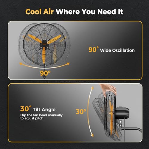 24 Inch Wall Mount Fan Oscillating Misting with 600D Oxford Cover