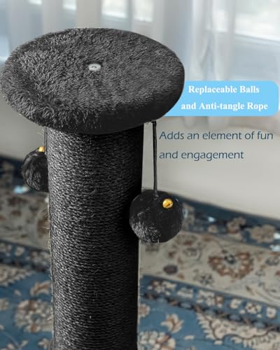34Inch Tall Cat Scratching Post for Indoor Cats Adults (Black)