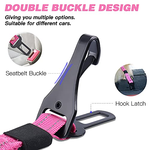 Dog Seat Belt for Car (Set Black+Hotpink)