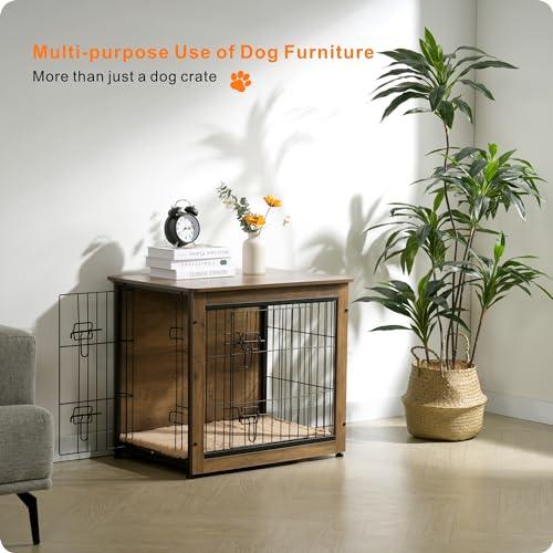 27" Dog Crate Furniture (Warm Brown / 27.2"L x 20.1"W x 23.6"H)