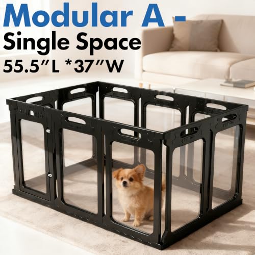 Clear Acrylic Dog Playpen Indoor (Black / 24" Height)